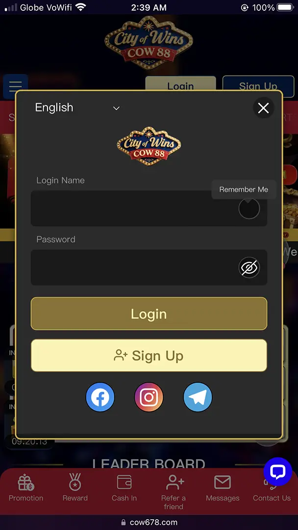 COW678 Login Credentials